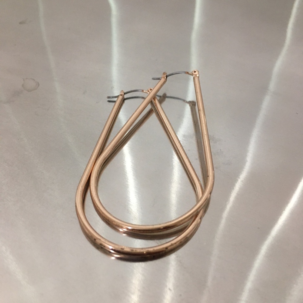 Rose Gold Rounded Drop Hoops - Picture 7 of 10
